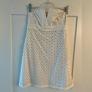 Tibi White A-Line Plunge Dress